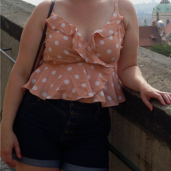 ASOS Design Ruffle Wrap Cami in Spot - Picture 3 of 6